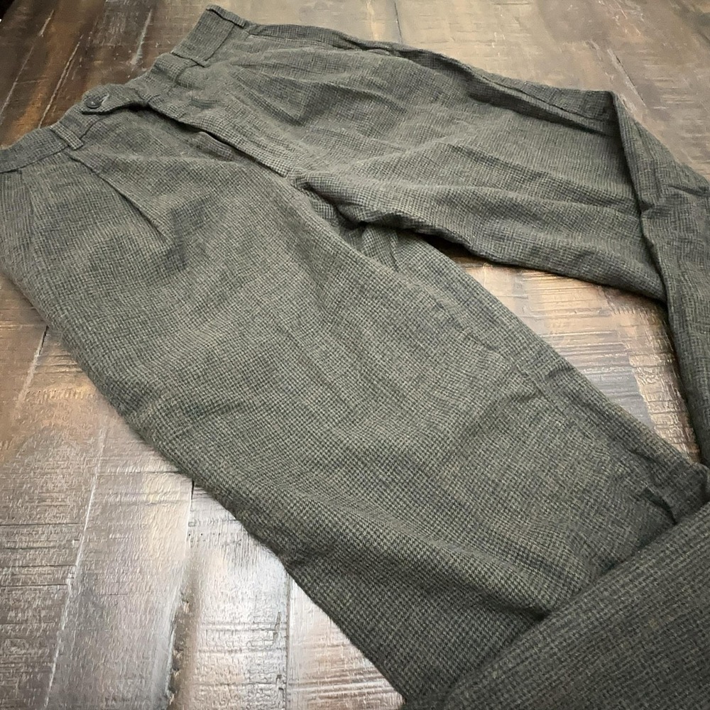 Vintage Brooks Brothers Makers Mens 35x30 Green Wool Tweed Pleated Dress Pants